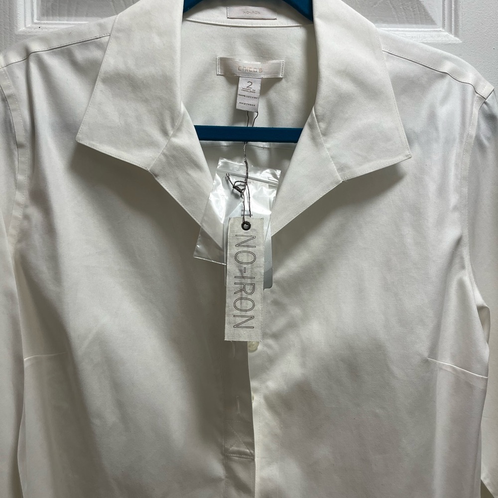 “No Iron” white dress shirt